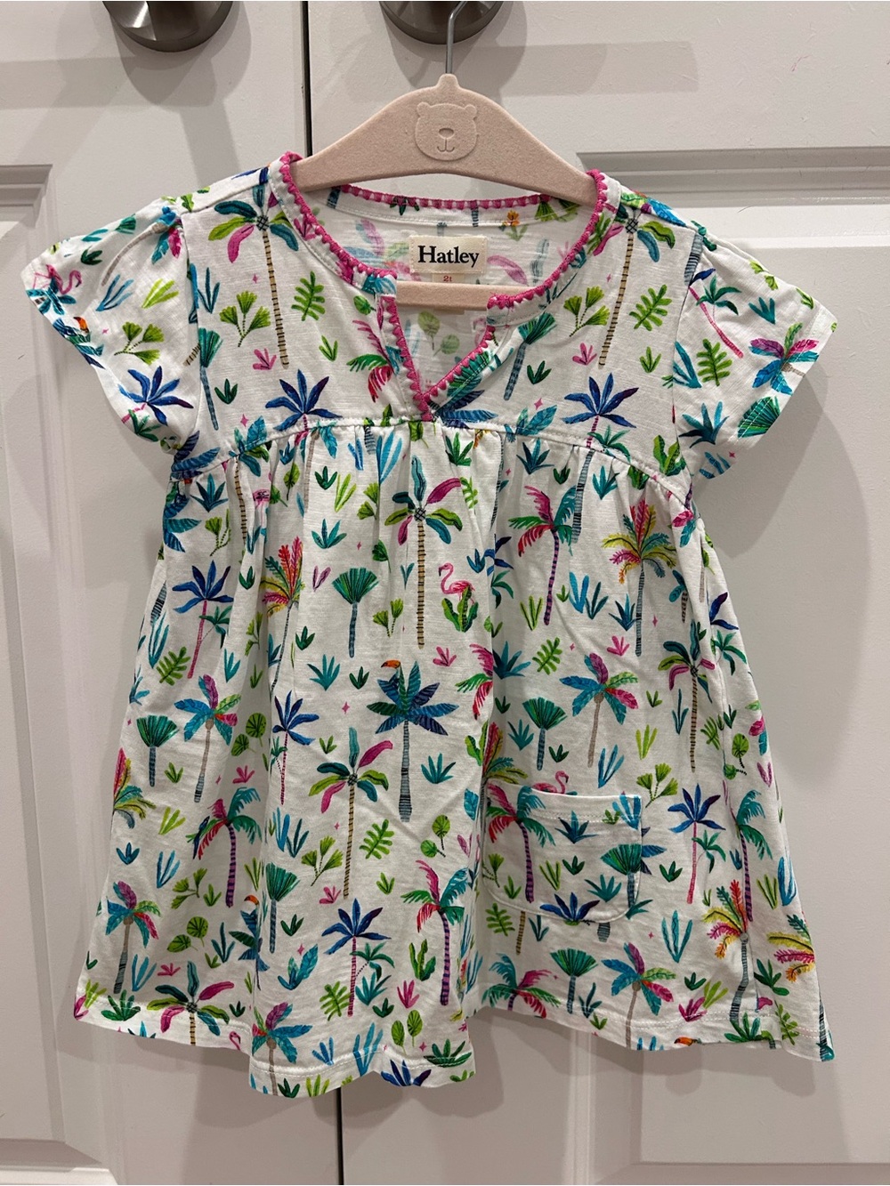 Hatley White Short Sleeve Tropical Print Dress